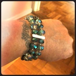 Double crystal bracelet with blue tones